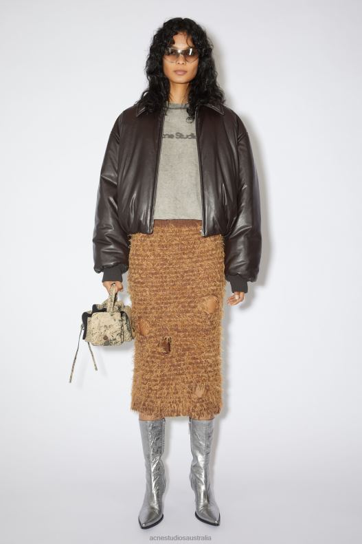 Wool blend cut-out skirt Runway Show Camel Brown Acne Studios R66LJ349 Apparel