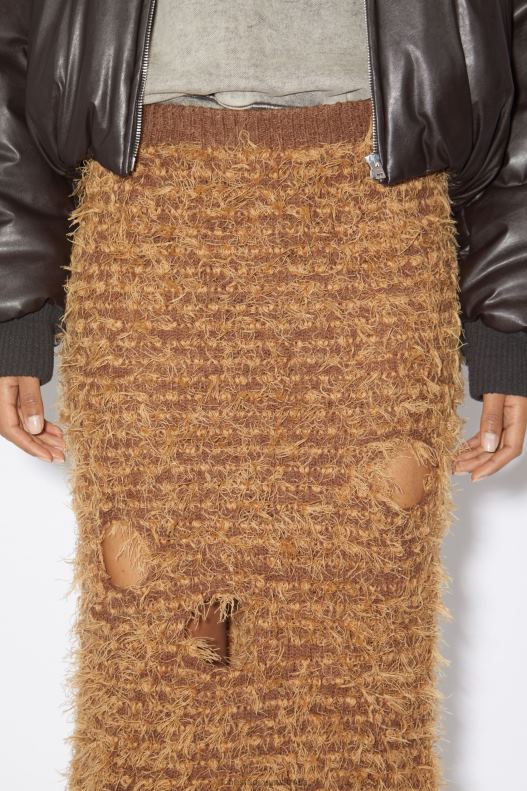 Wool blend cut-out skirt Runway Show Camel Brown Acne Studios R66LJ349 Apparel