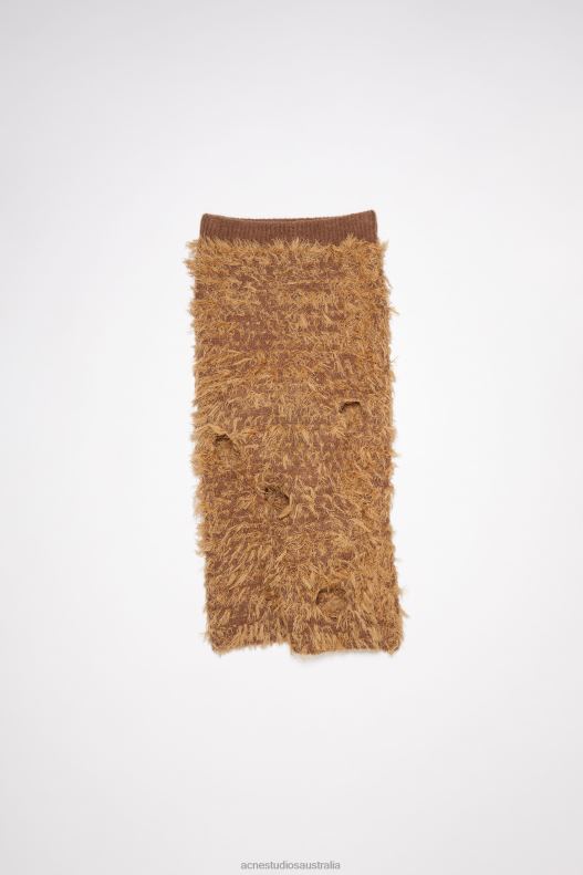 Wool blend cut-out skirt Runway Show Camel Brown Acne Studios R66LJ349 Apparel