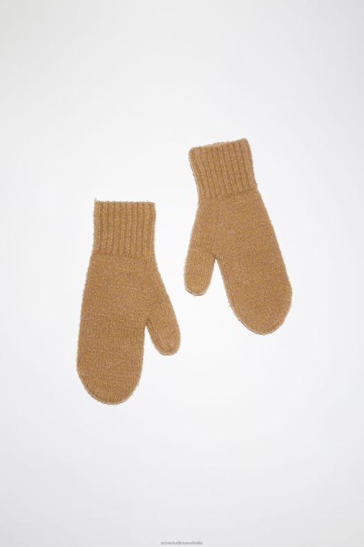 Wool blend mittens Camel Brown Acne Studios R66LJ728 Accessories