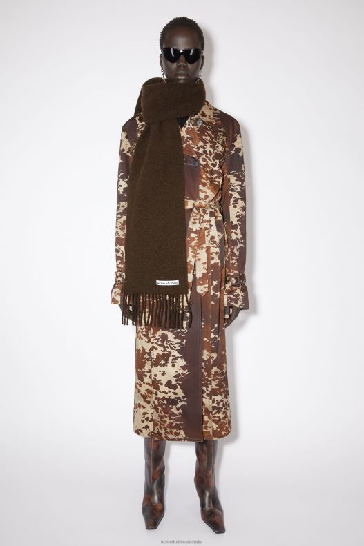 Wool fringe scarf Chocolate Brown Acne Studios R66LJ588 Accessories