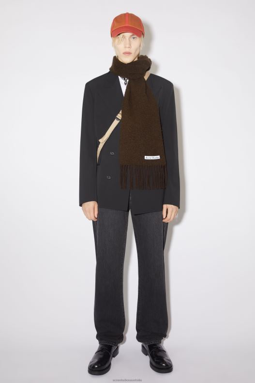 Wool fringe scarf Chocolate Brown Acne Studios R66LJ588 Accessories