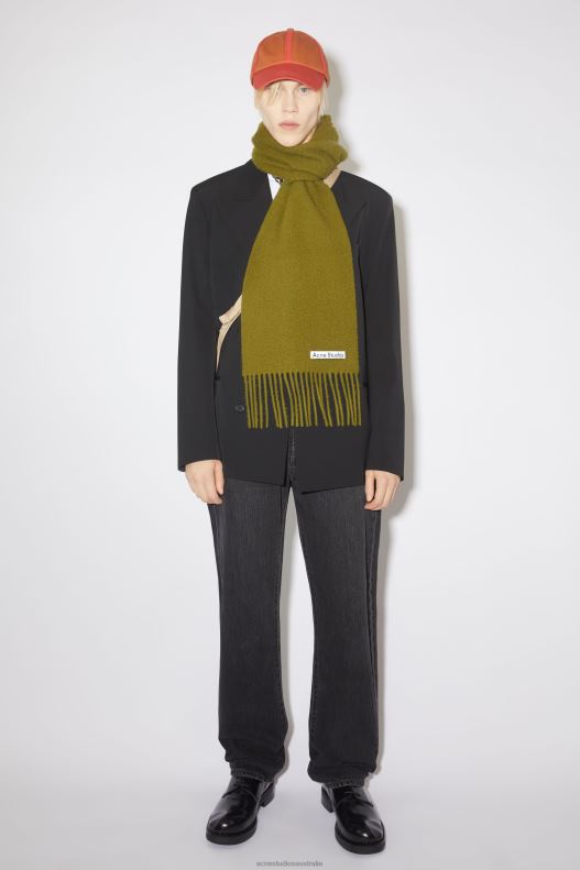 Wool fringe scarf Olive Green Acne Studios R66LJ616 Accessories