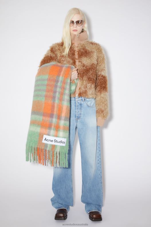 Wool mohair scarf - Extra large Orange/Lilac/Aqua Blue Acne Studios R66LJ784 Accessories