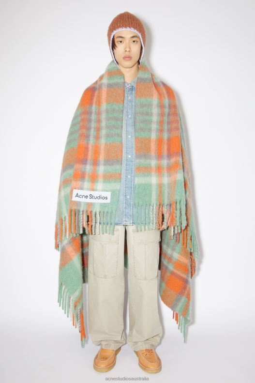 Wool mohair scarf - Extra large Orange/Lilac/Aqua Blue Acne Studios R66LJ784 Accessories