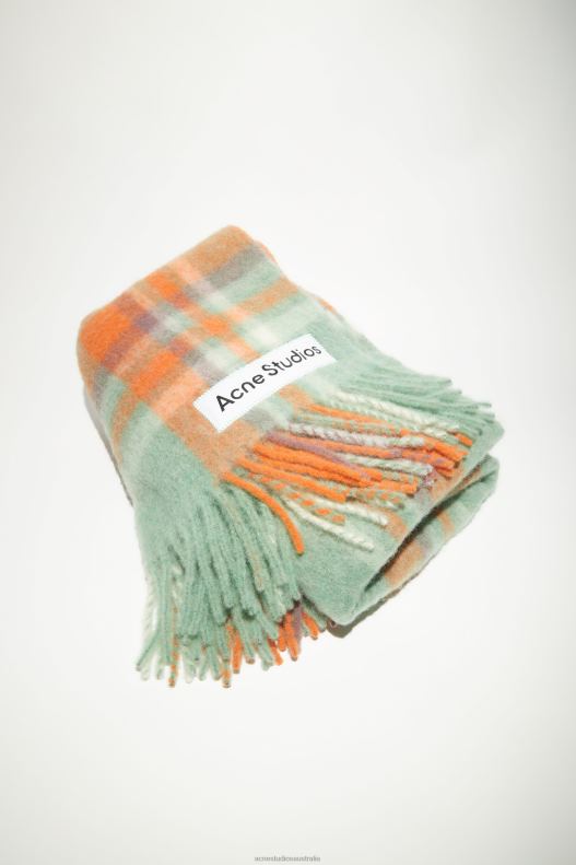 Wool mohair scarf - Extra large Orange/Lilac/Aqua Blue Acne Studios R66LJ784 Accessories