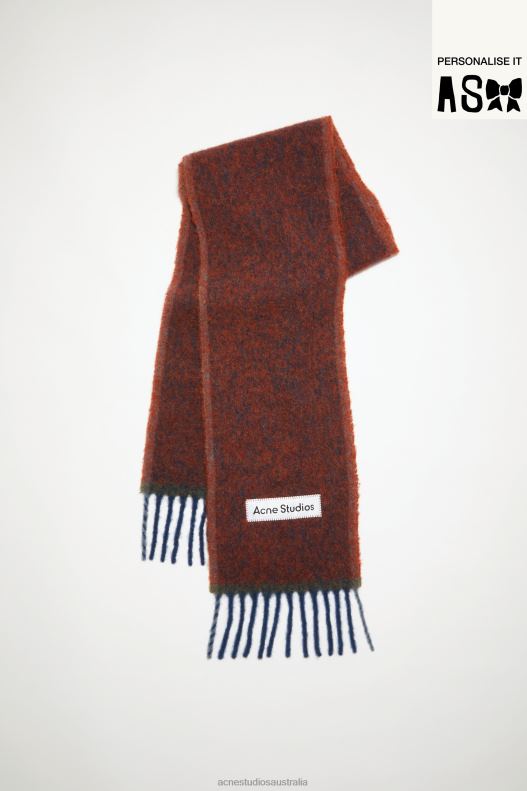 Wool mohair scarf - Narrow Aubergine Blue Acne Studios R66LJ590 Accessories