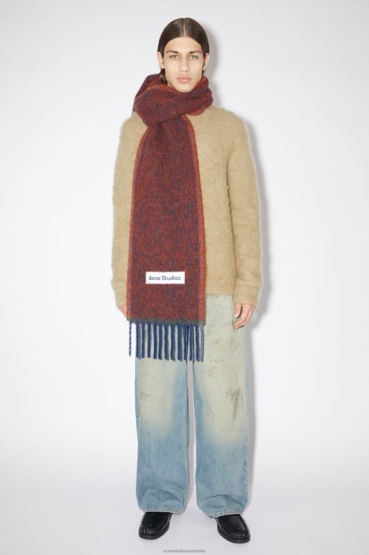 Wool mohair scarf - Narrow Aubergine Blue Acne Studios R66LJ590 Accessories