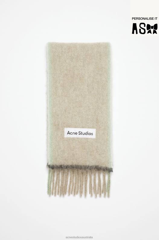 Wool mohair scarf - Narrow Beige/Grey Acne Studios R66LJ788 Accessories