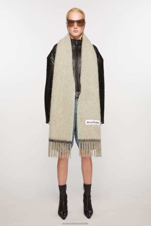 Wool mohair scarf - Narrow Beige/Grey Acne Studios R66LJ788 Accessories