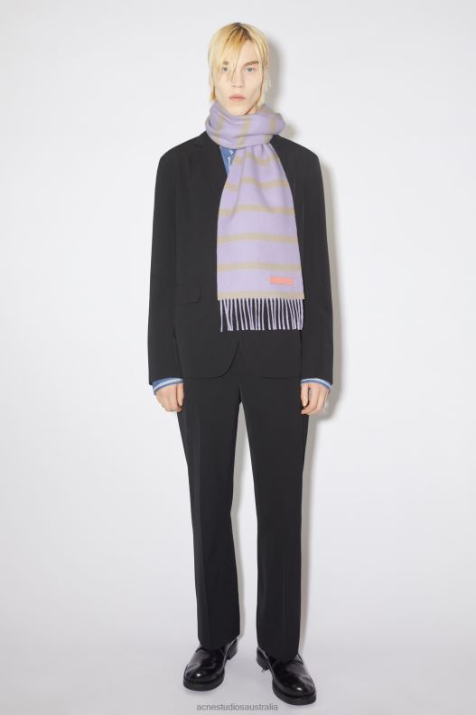 Wool scarf pink label - Narrow Lilac/Yellow Acne Studios R66LJ781 Accessories