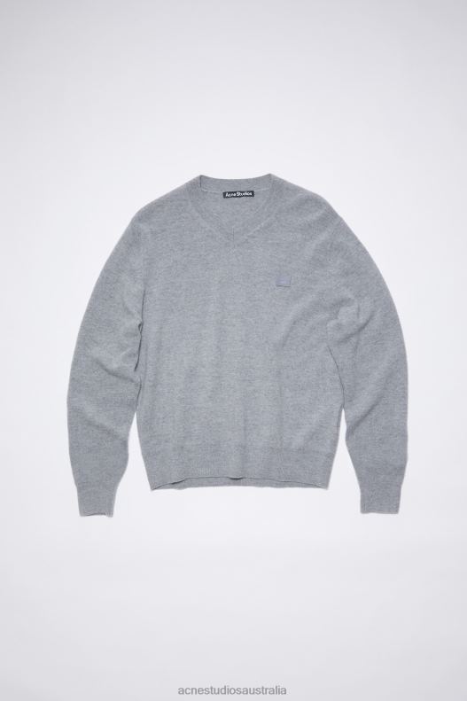 Wool v-neck sweater Unisex Grey Melange Acne Studios R66LJ1177 Apparel