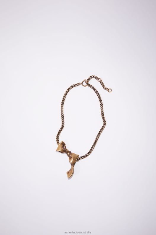 Bow necklace Antique Gold Acne Studios R66LJ699 Accessories