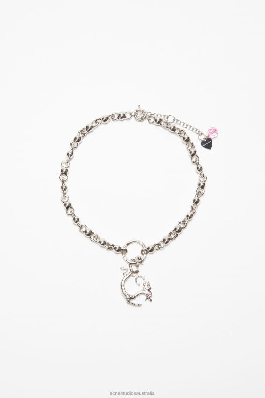 Charm necklace Antique Silver/Pink Acne Studios R66LJ645 Accessories