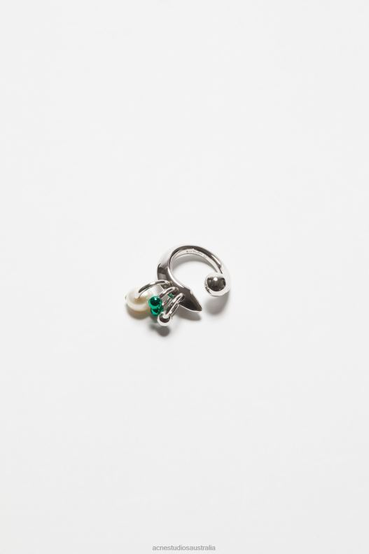 Multi charm ring Silver/Green Acne Studios R66LJ680 Accessories