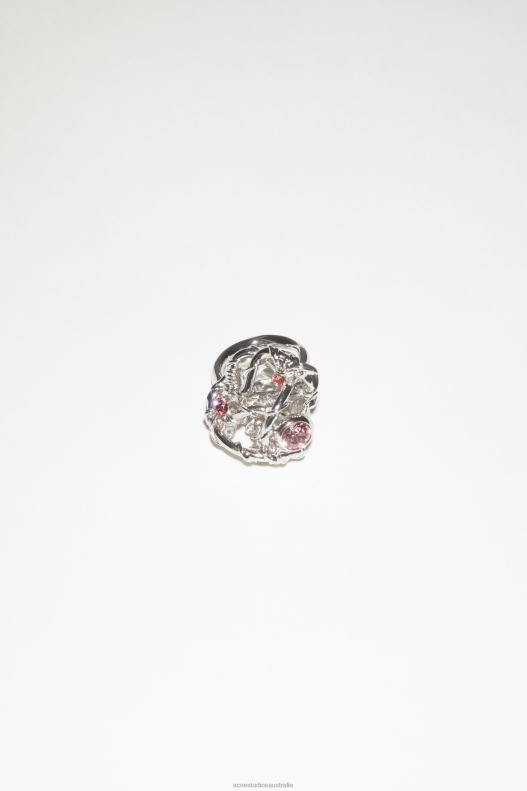 Sculptural crystal ring Silver/Pink Acne Studios R66LJ692 Accessories