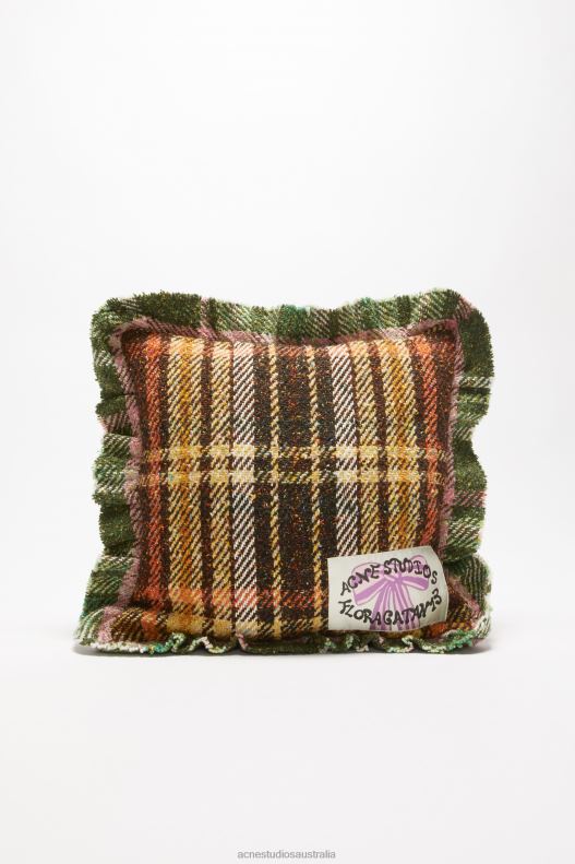 Plaid pillow Brown/Green Acne Studios R66LJ633 Accessories