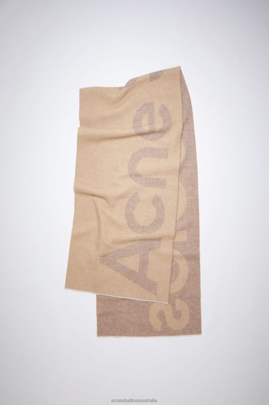 Logo jacquard scarf Camel Brown Acne Studios R66LJ718 Accessories