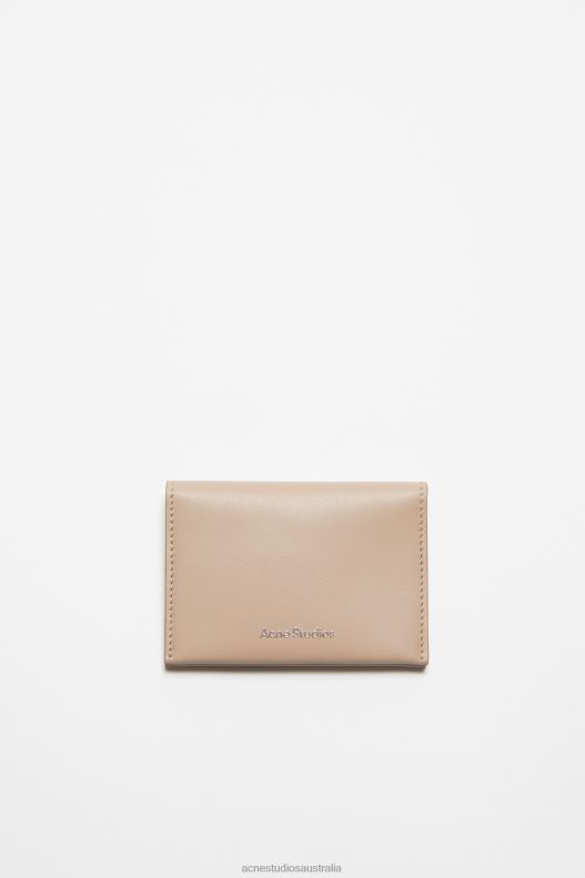 Folded leather wallet Taupe Beige Acne Studios R66LJ462 Accessories