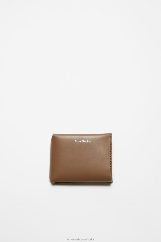 Leather trifold wallet Camel Brown Acne Studios R66LJ722 Accessories