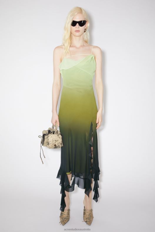 Ruffle strap dress Green Acne Studios R66LJ273 Apparel