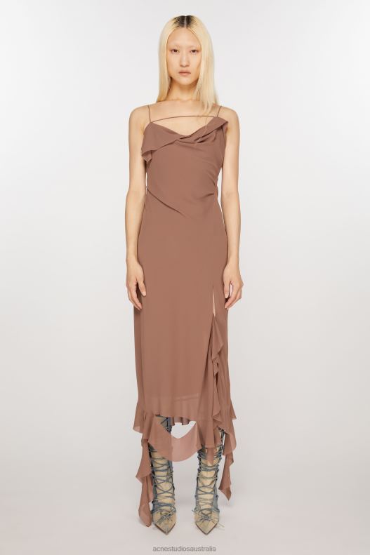 Ruffle strap dress Toffee Brown Acne Studios R66LJ260 Apparel