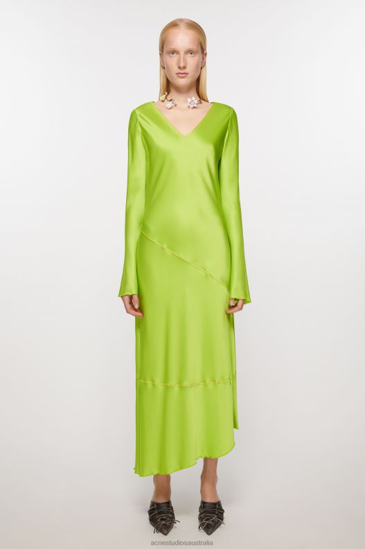 Satin long dress Bright Green Acne Studios R66LJ259 Apparel