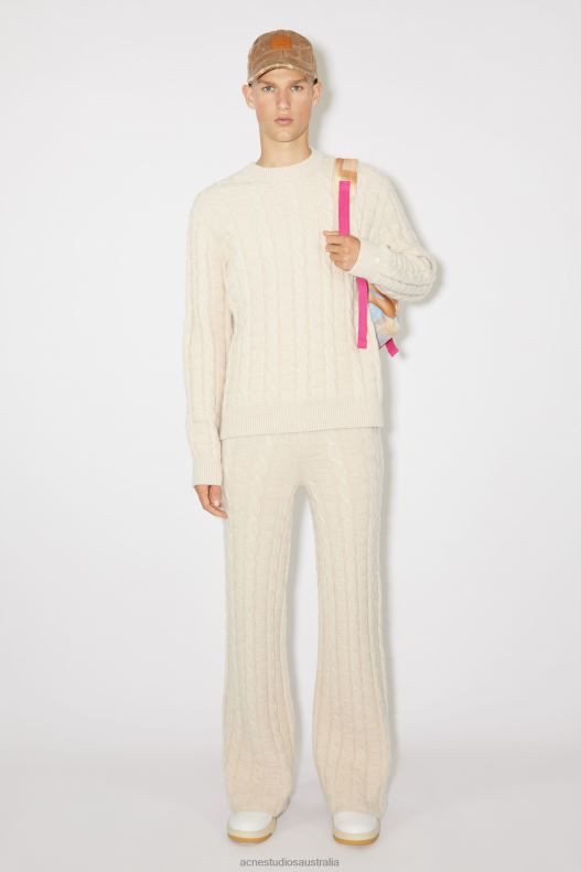 Cable wool trousers Unisex Oatmeal Melange Acne Studios R66LJ1058 Apparel