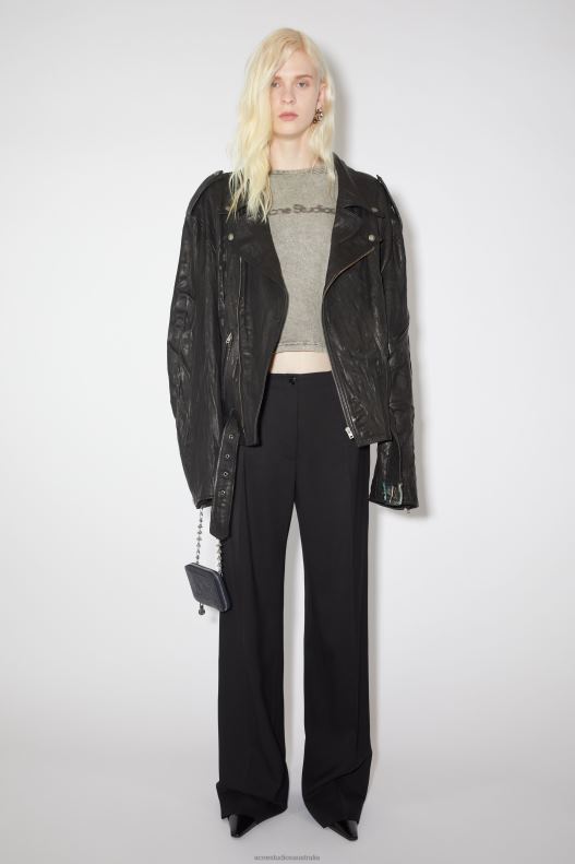 Crinkled leather biker jacket Black Acne Studios R66LJ58 Apparel