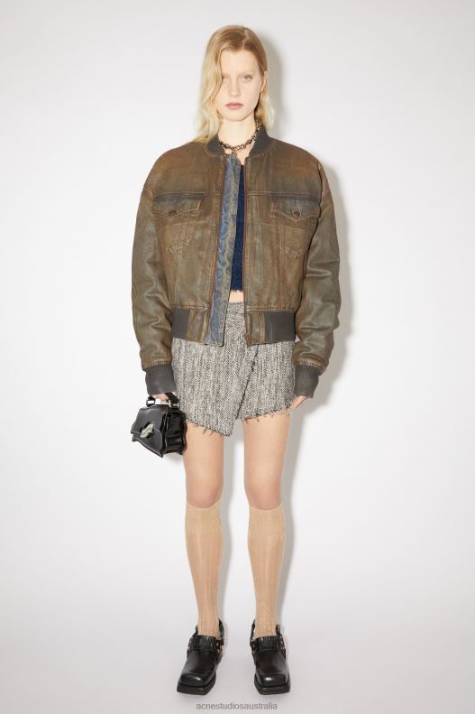 Dyed denim bomber jacket Blue/Beige Acne Studios R66LJ60 Apparel