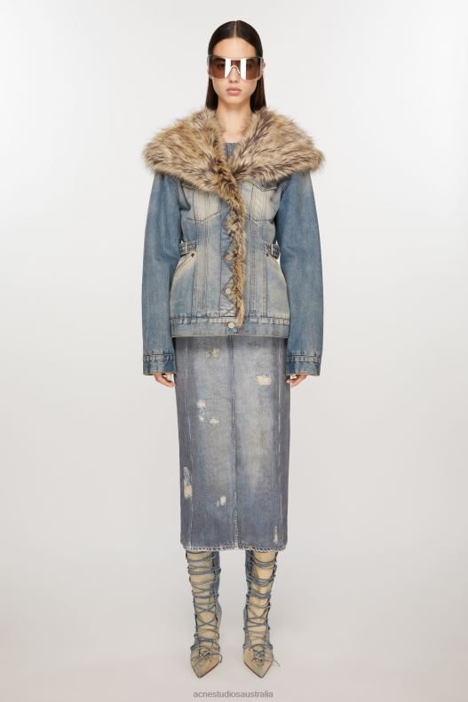 Furry trim denim jacket Mid Blue Acne Studios R66LJ11 Apparel