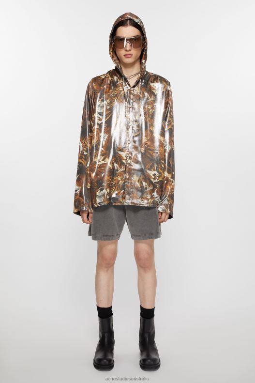 Jacket foil print Cacao Brown Multi Acne Studios R66LJ884 Apparel