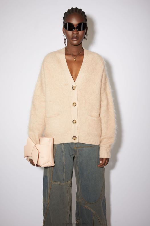 Mohair wool fluffy cardigan Warm Beige Acne Studios R66LJ423 Apparel