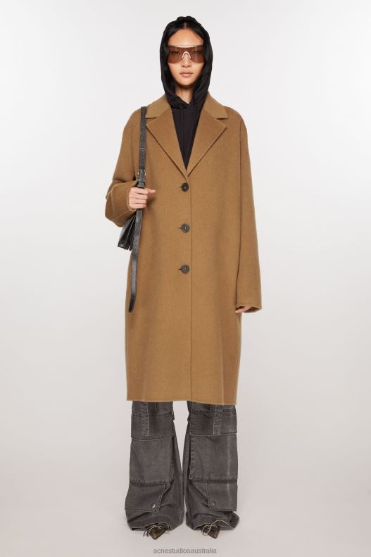 Single-breasted wool coat Camel Beige Acne Studios R66LJ12 Apparel