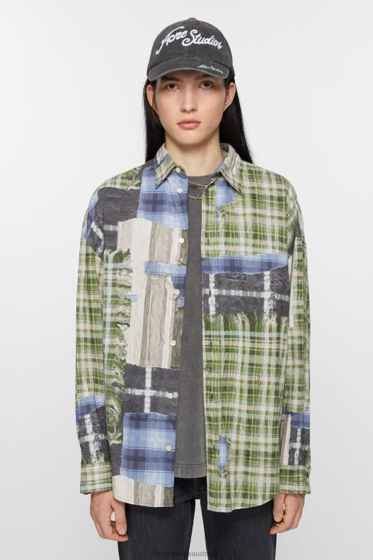 Print button-up shirt Green Multi Acne Studios R66LJ985 Apparel