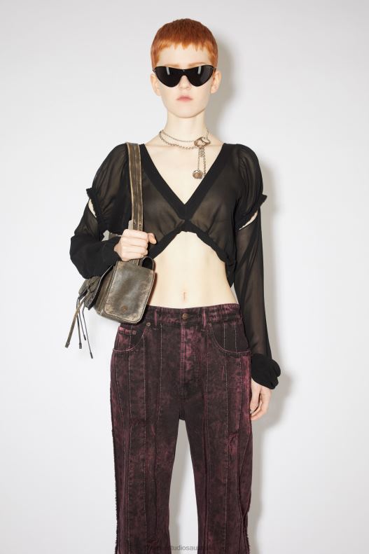 Silk slit top Runway Show Black Acne Studios R66LJ184 Apparel