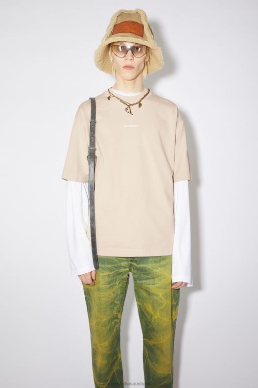 Logo t-shirt Champagne Beige Acne Studios R66LJ1028 Apparel