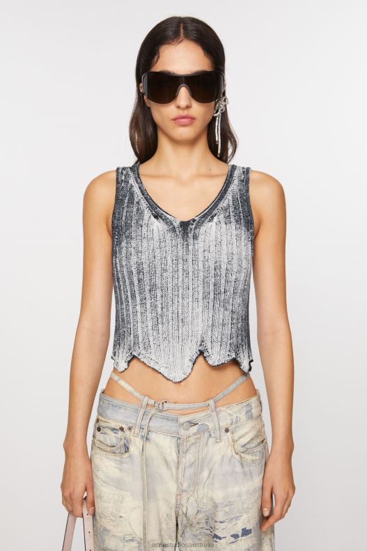 Ribbed print tank top White/Black Acne Studios R66LJ68 Apparel