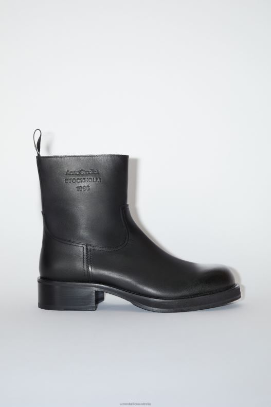 Glossed low leather boots Black Acne Studios R66LJ1217 Footwear